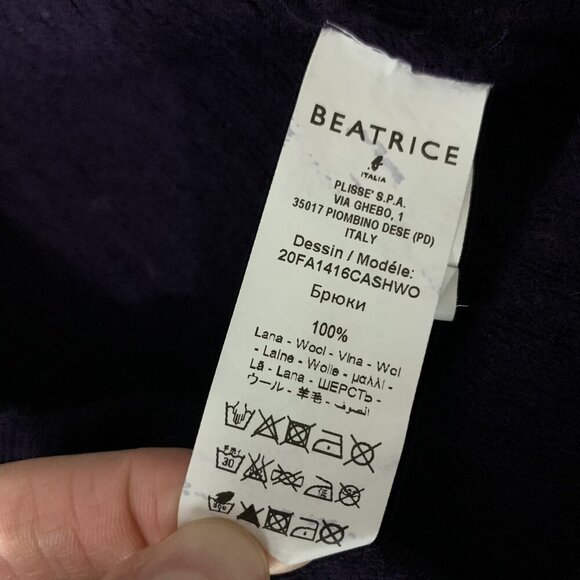 Anthropologie Beatrice B Italia Navy Blue Wool Knit Wide Leg Pants 8 - Picture 4 of 5